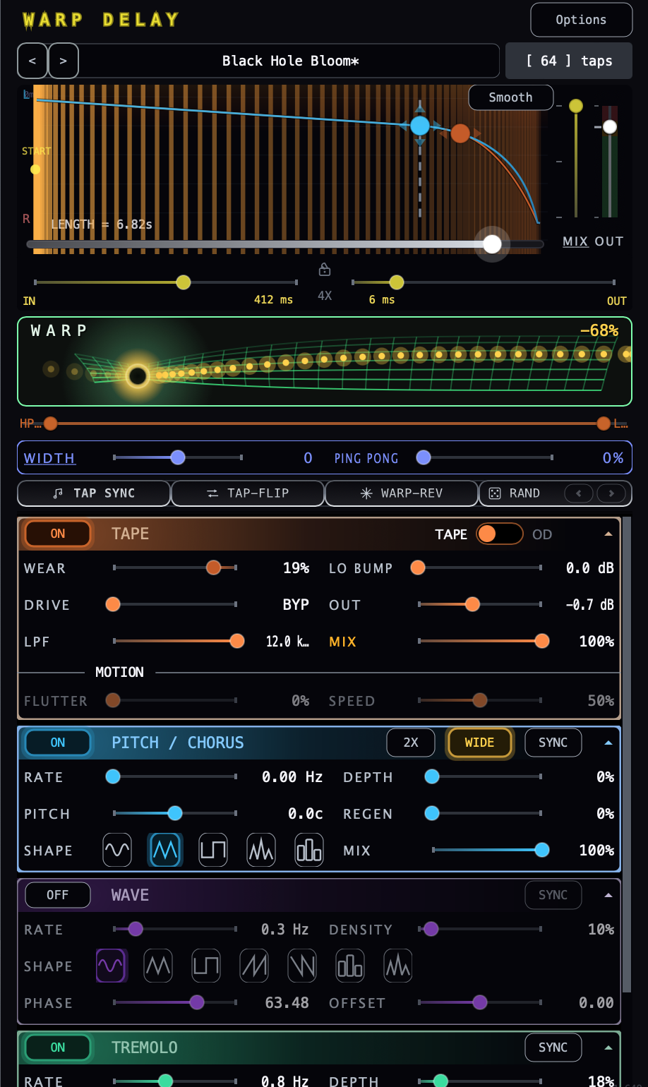 Warp Delay plugin — Black Hole Bloom patch